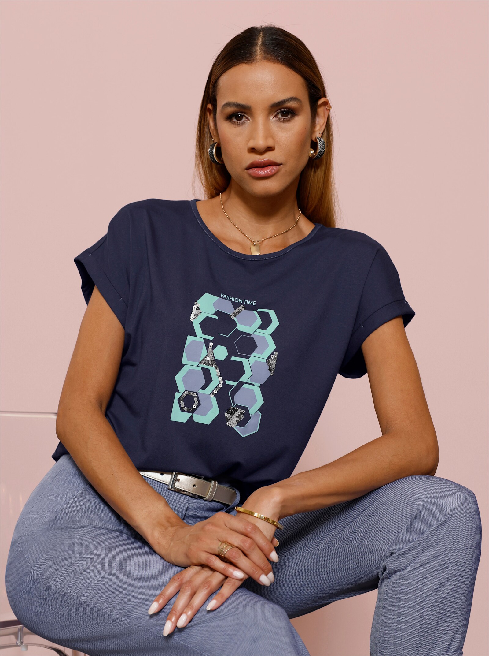 Druck-Shirt - marine-bedruckt