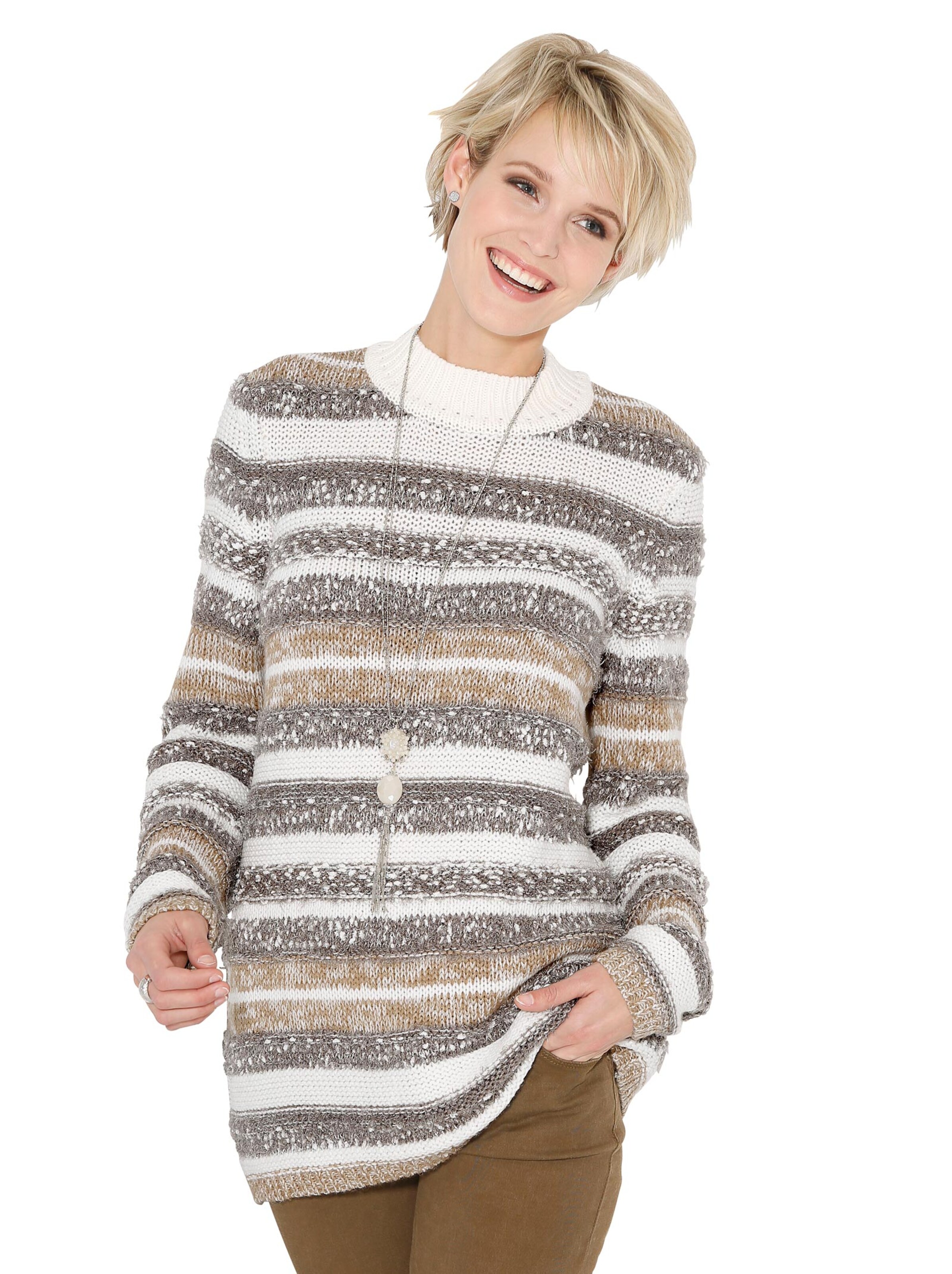 Pullover - ecru-beige-gestreift