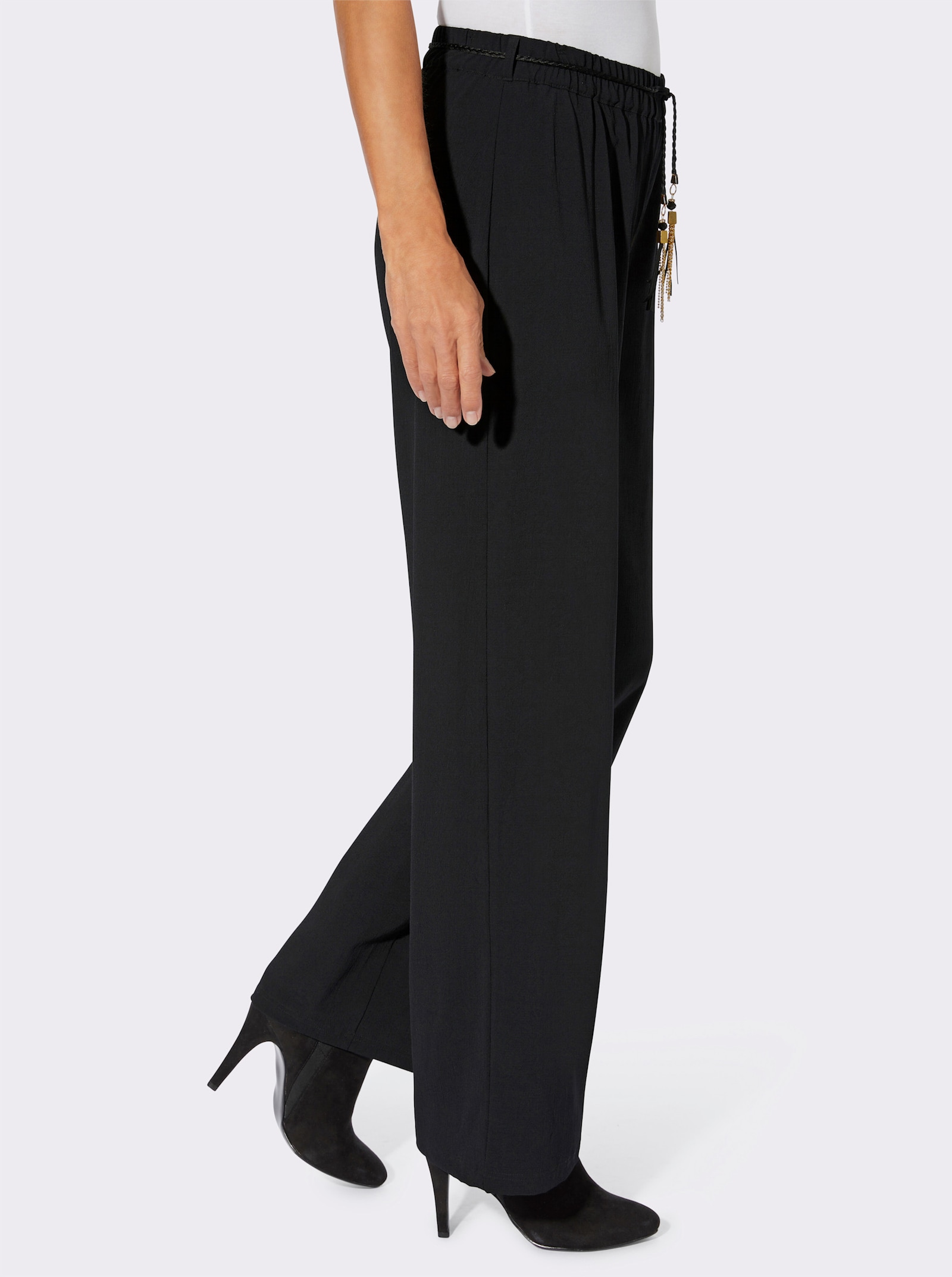 Schlupfhose mit weitem Bein - schwarz