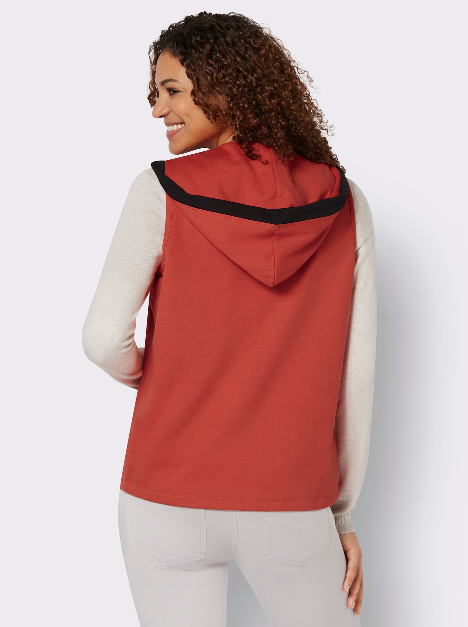 Sweatweste mit Schriftzug-Bindeband - terra