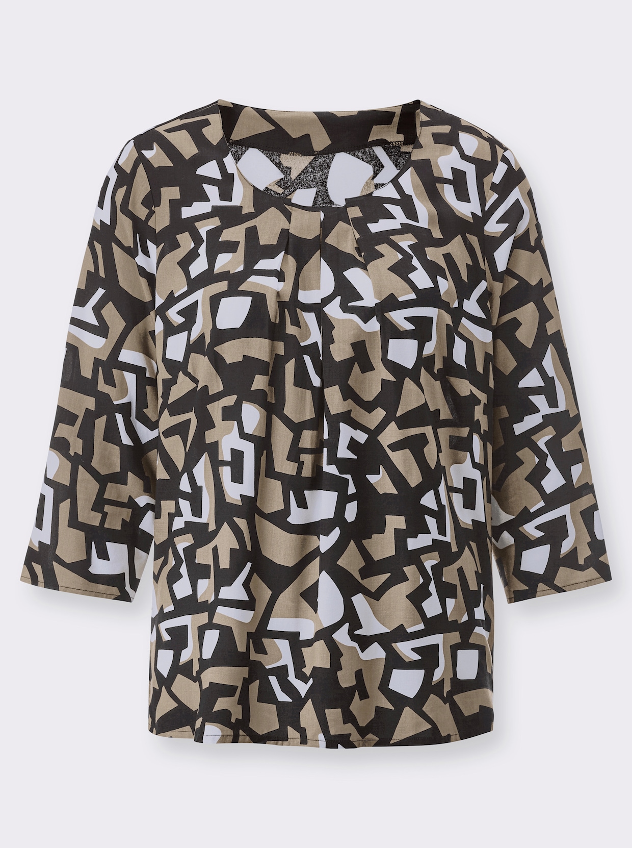 Blouse - beige/zwart geprint