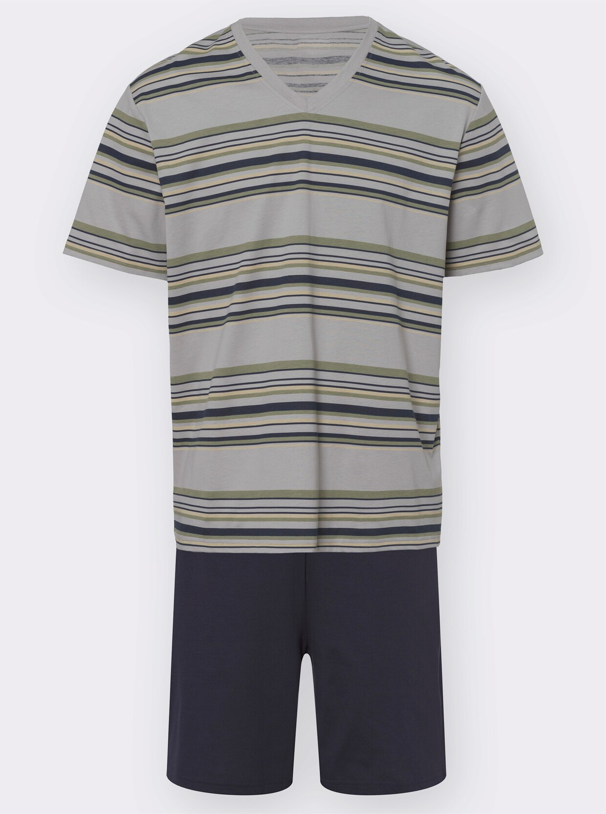 Krátké pyžamo - kamenná šedá-námořnická modrá