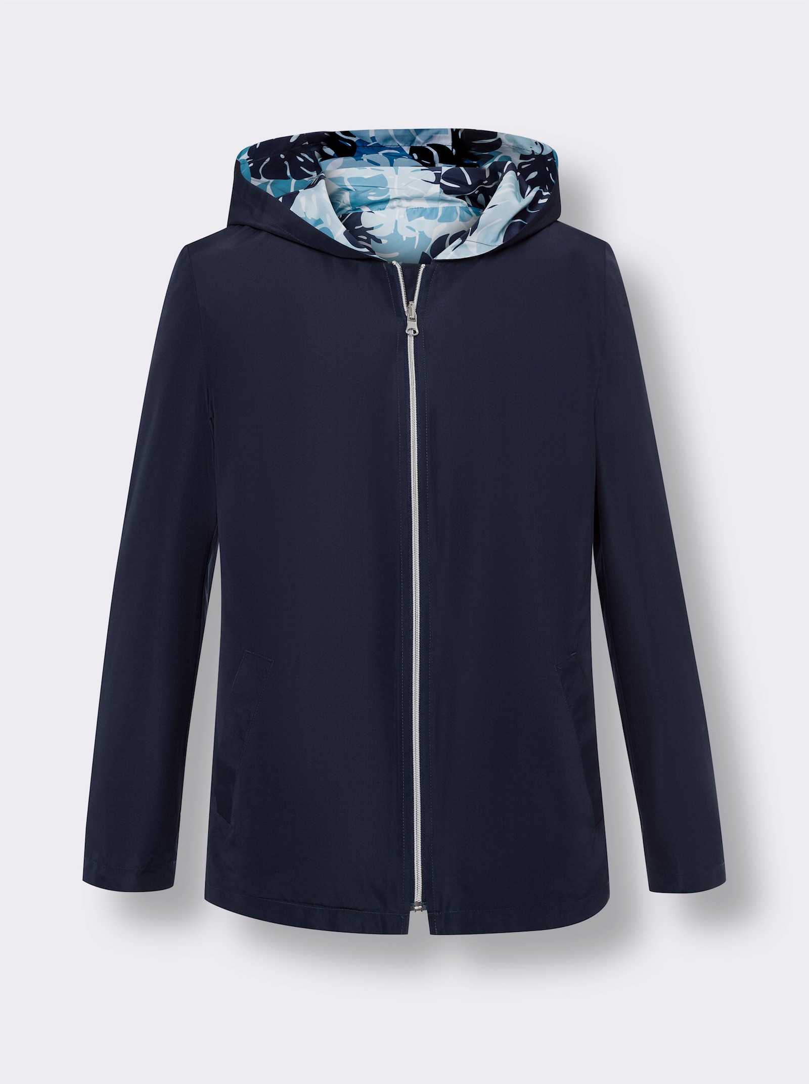 Wendejacke mit einfarbiger und bedruckter Seite - marine