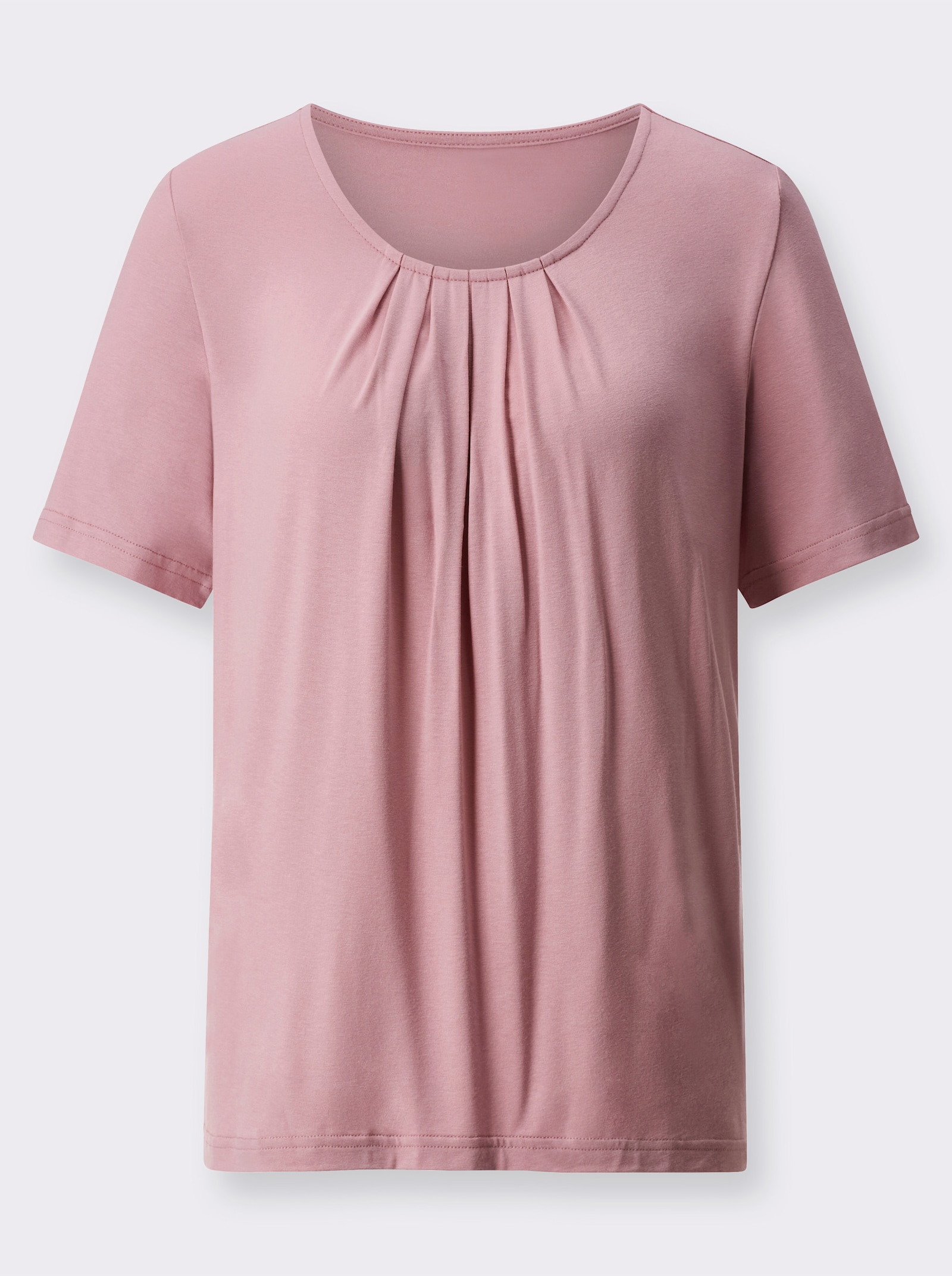 Kurzarmshirt mit Faltenpartie - hortensie