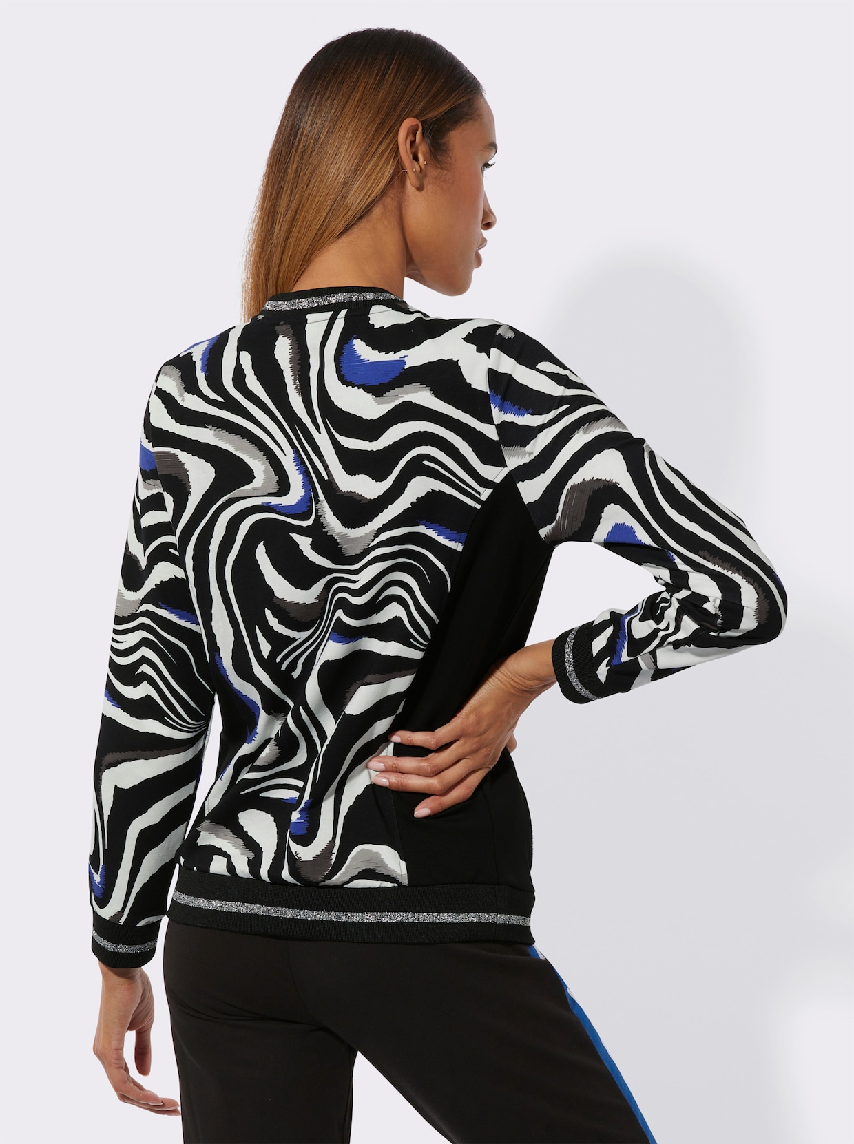 feel good Jacke - schwarz-royalblau-bedruckt