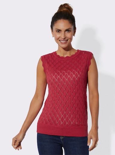 Pullunder im Ajourmuster - erdbeere