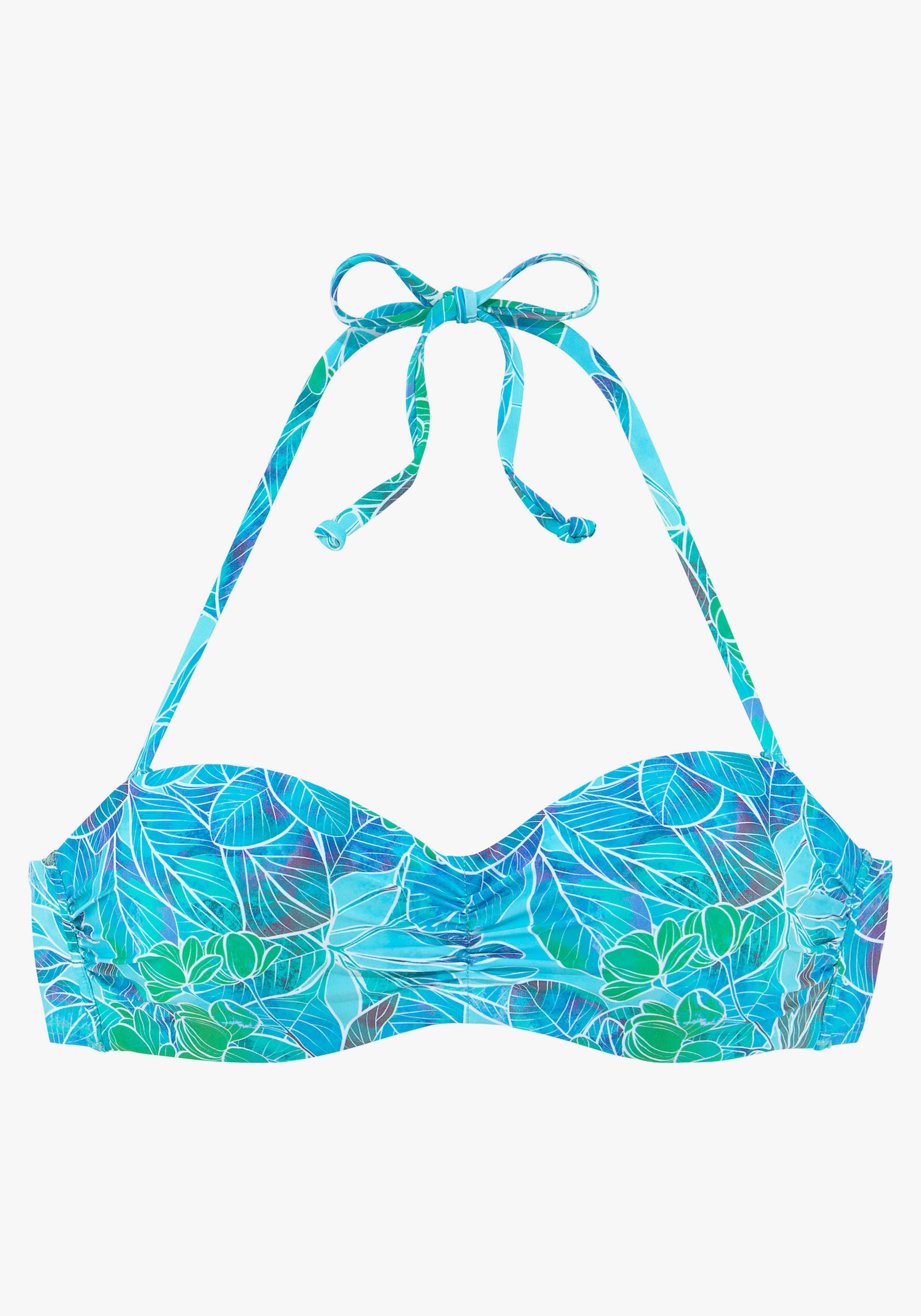 Sunseeker Bügel-Bandeau-Bikini-Top - türkis bedruckt