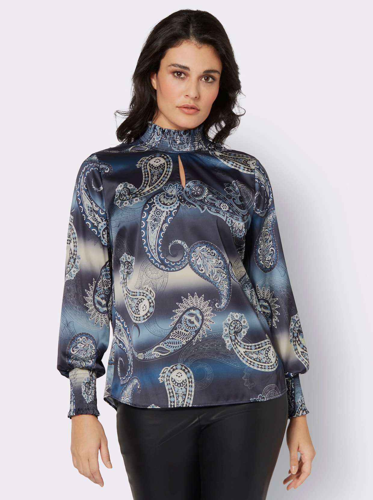 Blouse met print - marine/duivenblauw bedrukt