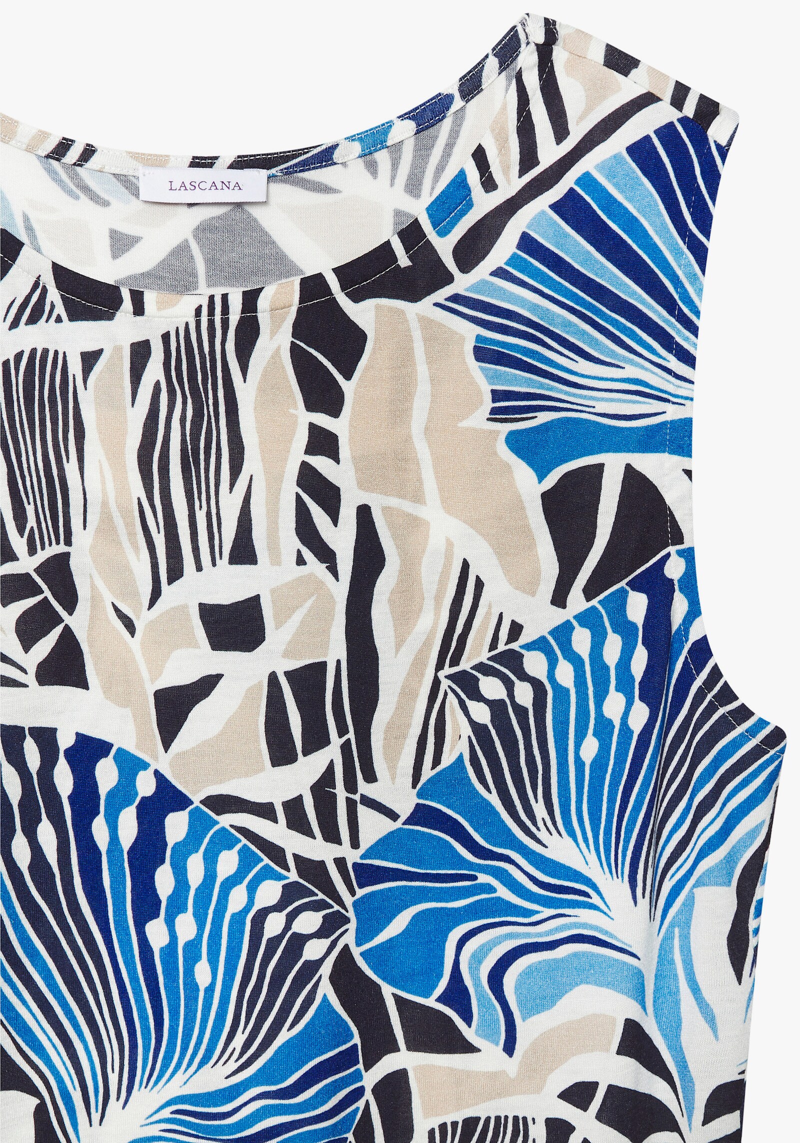 LASCANA Tanktop - blau-creme-sand bedruckt