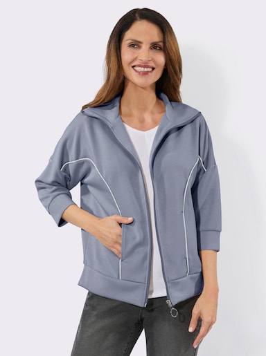 Sweatjacke mit 3/4-Ärmeln - taubenblau