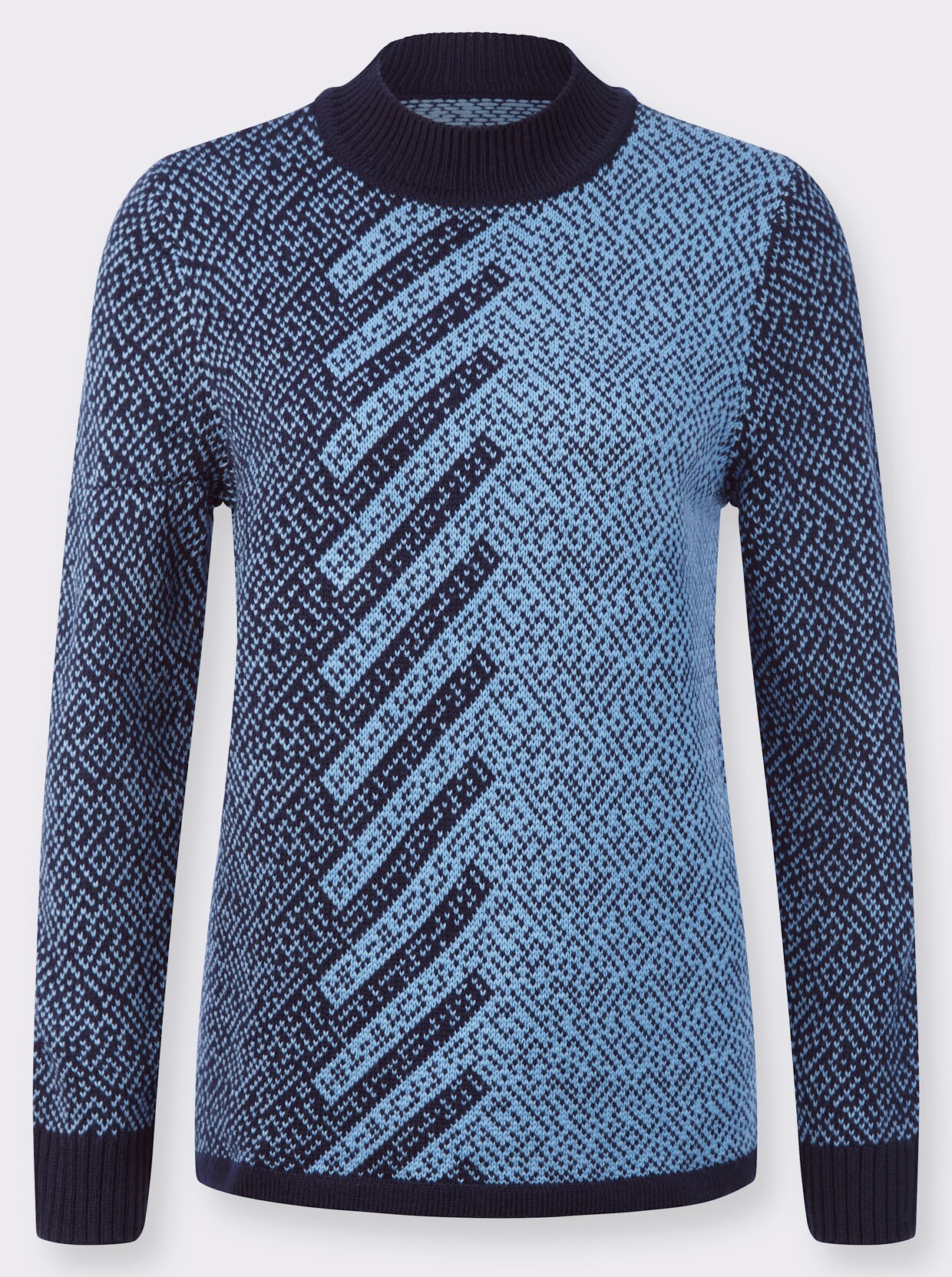 Pullover - marine/hemelsblauw gedessineerd