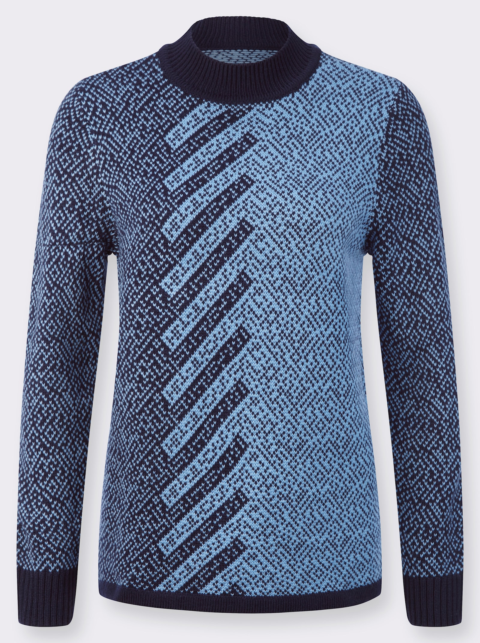 Pullover met jacquarddessin - marine/hemelsblauw gedessineerd