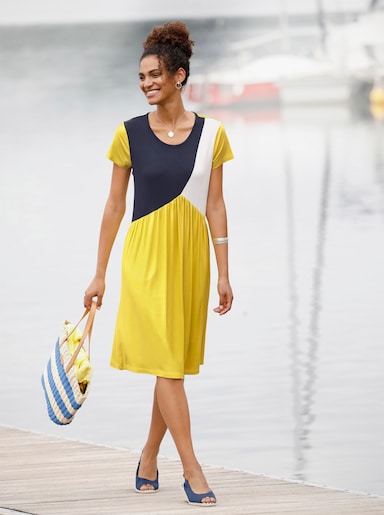 Jerseykleid - nachtblau-limone