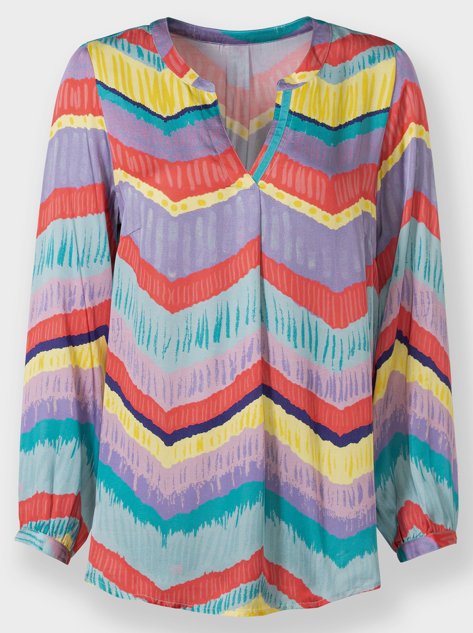 heine Schlupf-Bluse mit Zick-Zack-Muster - zitrone-mint-bedruckt