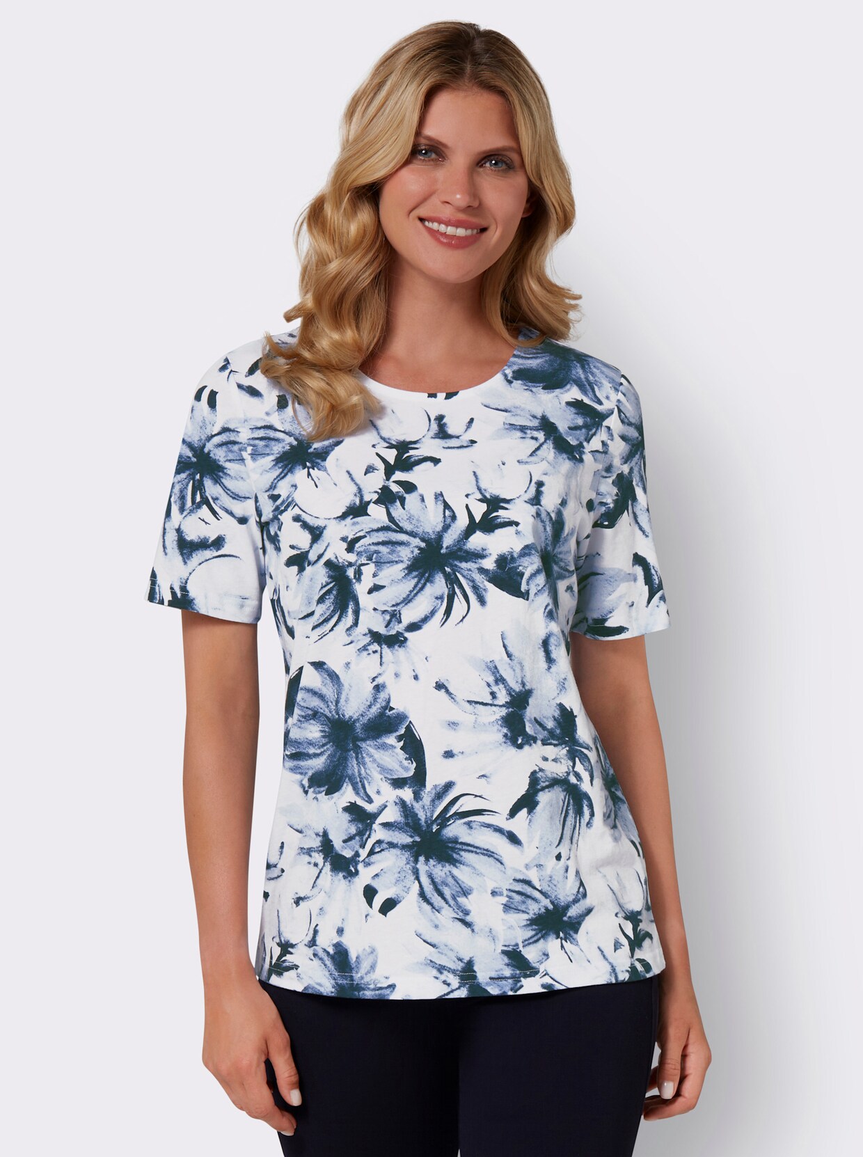 Shirt met korte mouwen - wit/bleu geprint