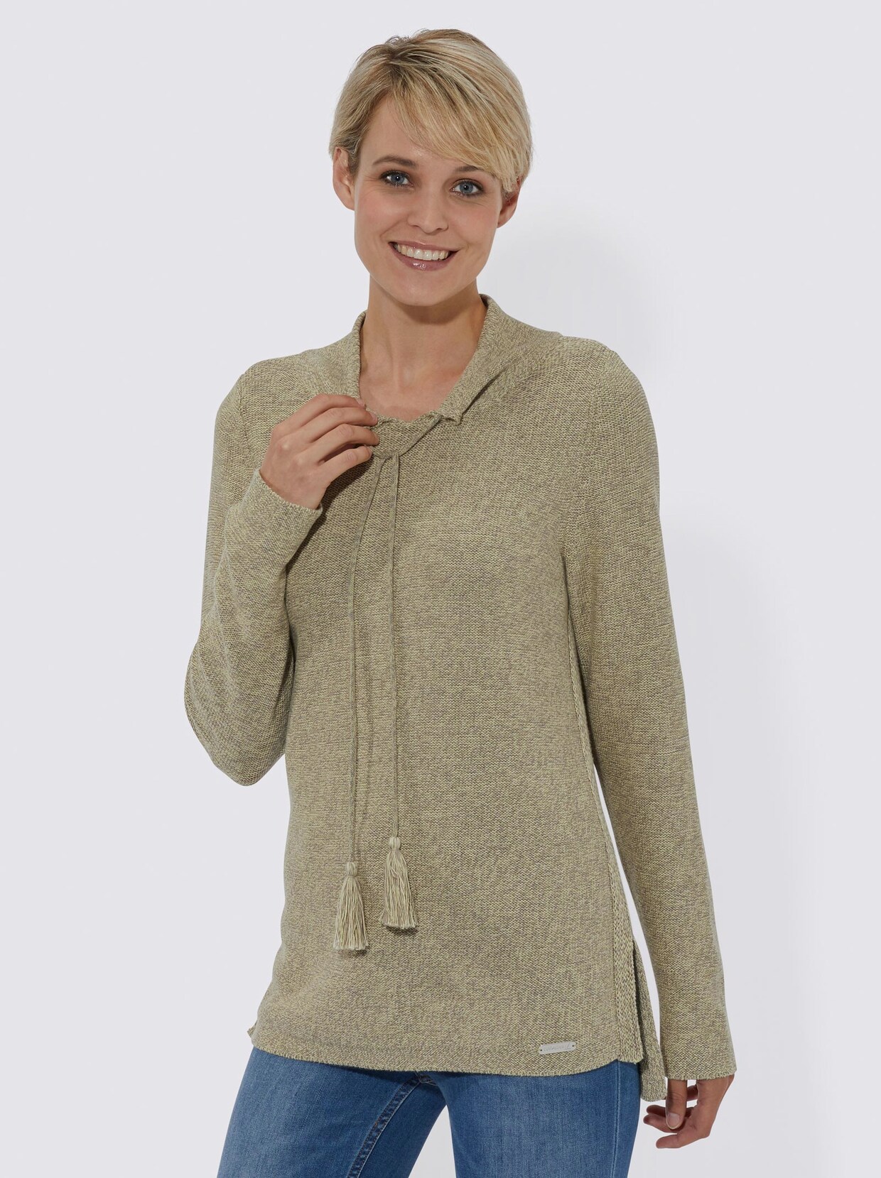 Strickpullover - vanille-taupe-meliert