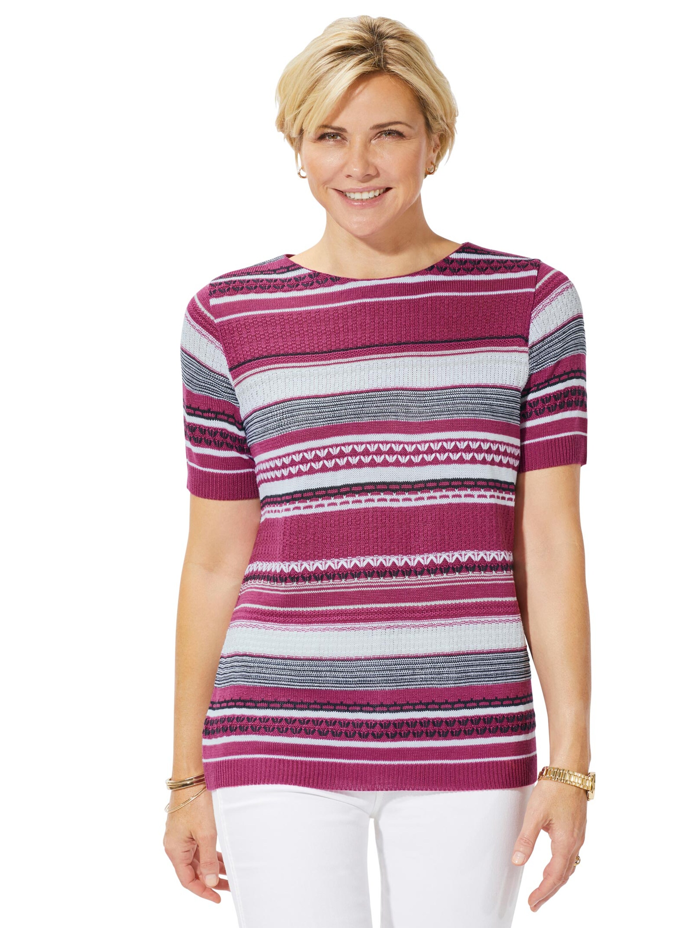 Pullover - fuchsia-gemustert