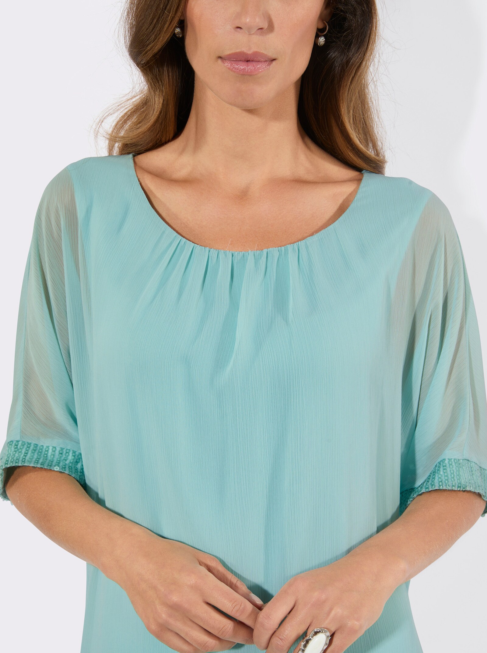 Longbluse in Chiffon-Qualität - mint