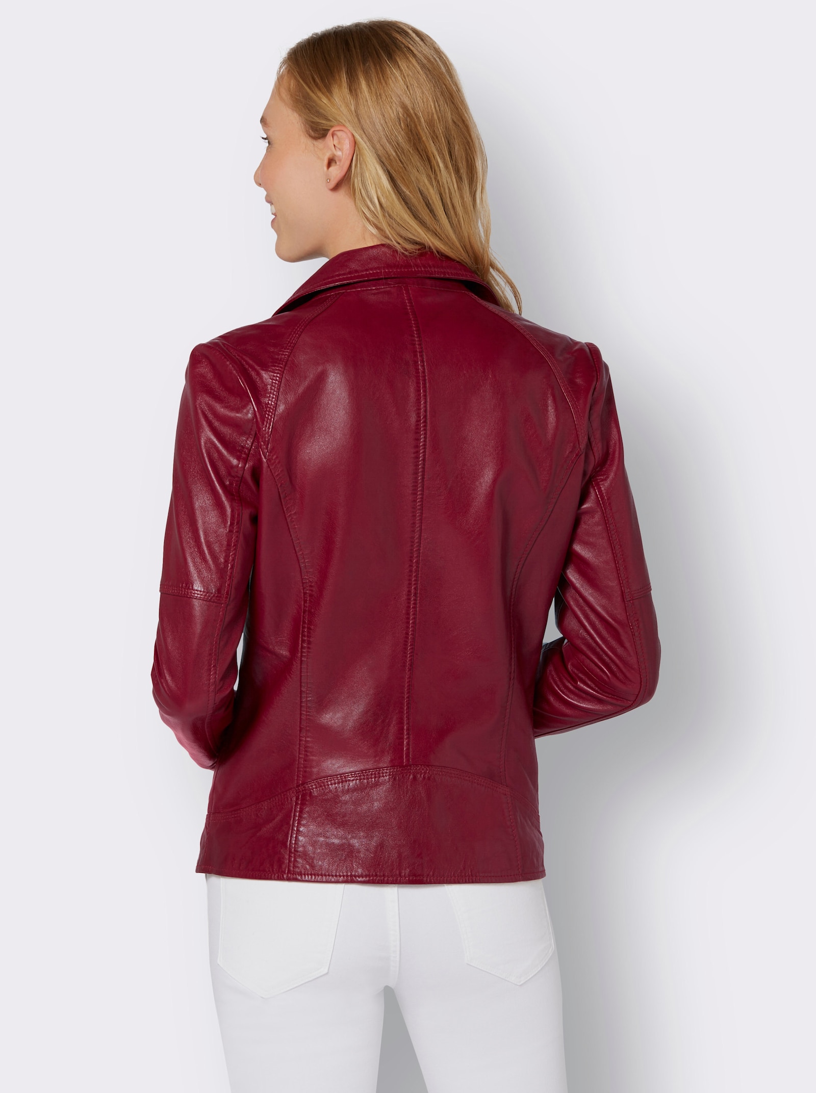 Mainpol Lederjacke aus Lammnappa - kirsche