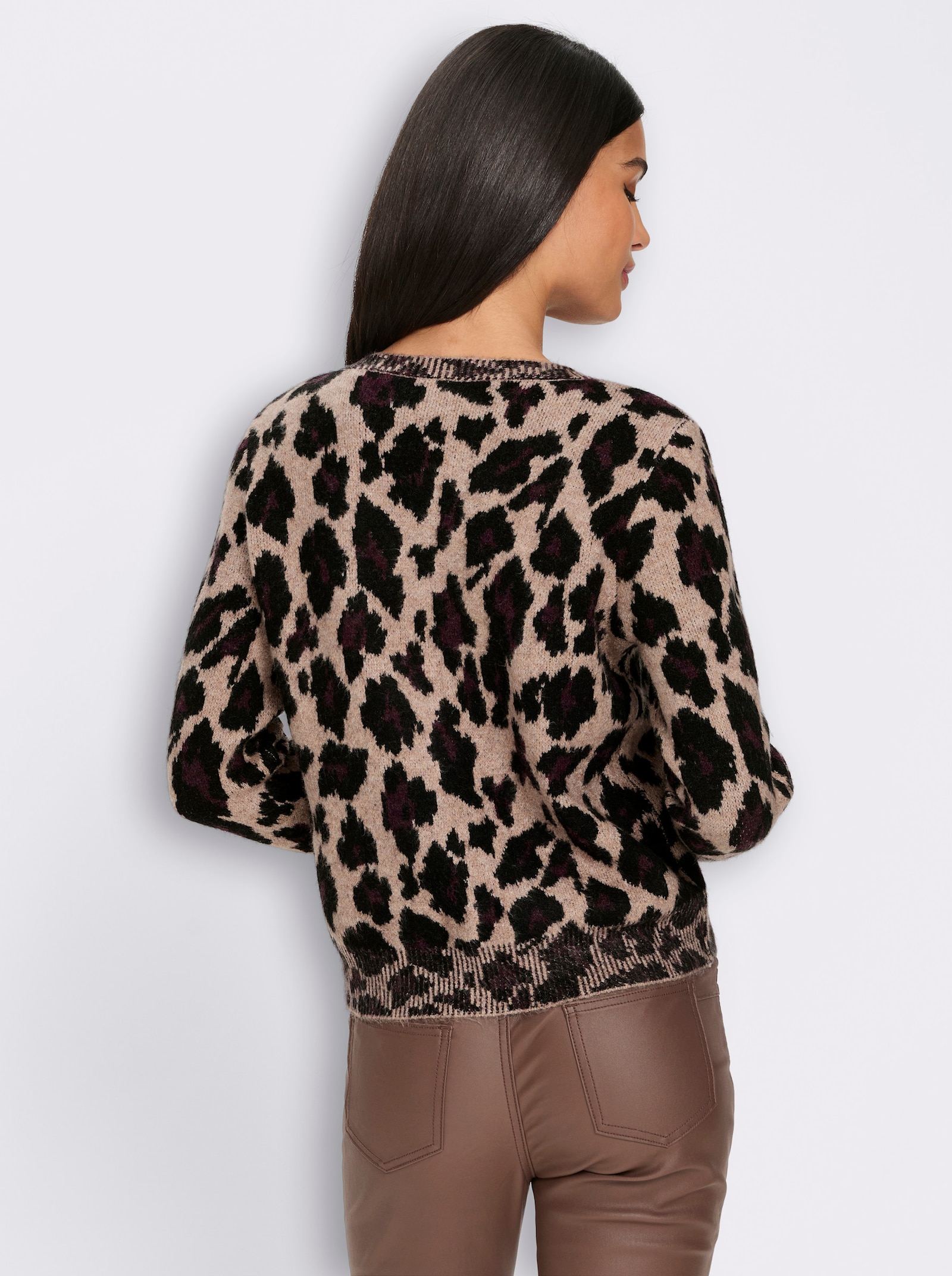 heine Jacquardstrickjacke mit Animal-Muster - sesam-schwarz-gemustert