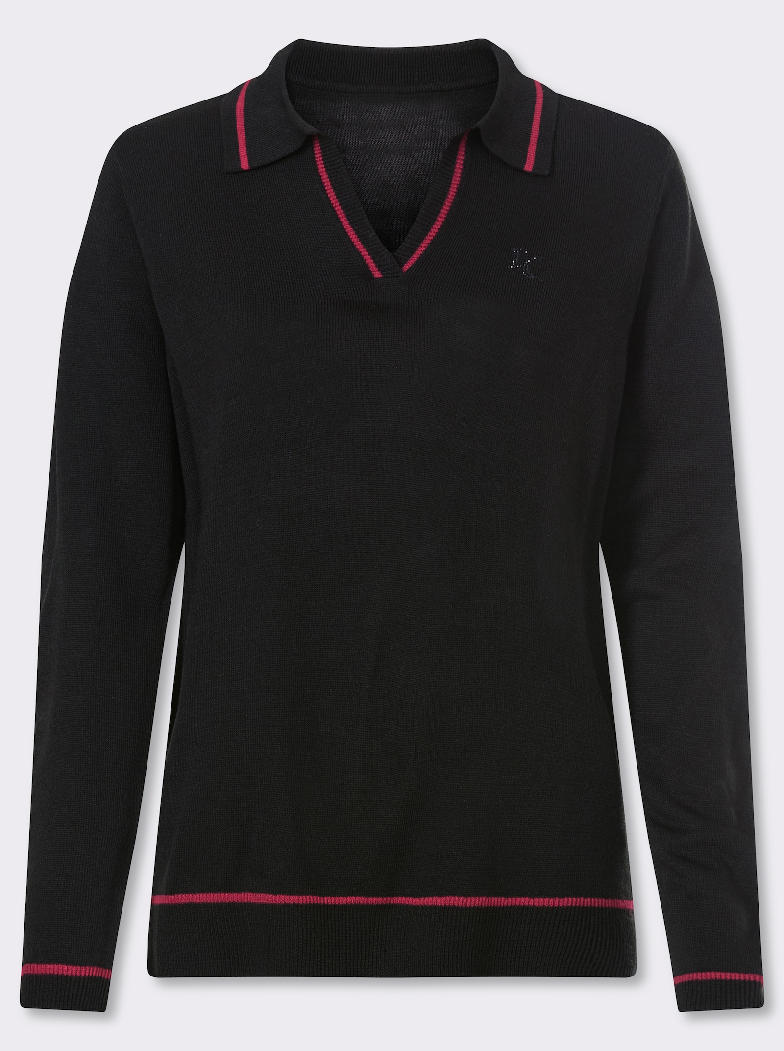 heine Langarm-Pullover mit Saum-Schlitzen - schwarz