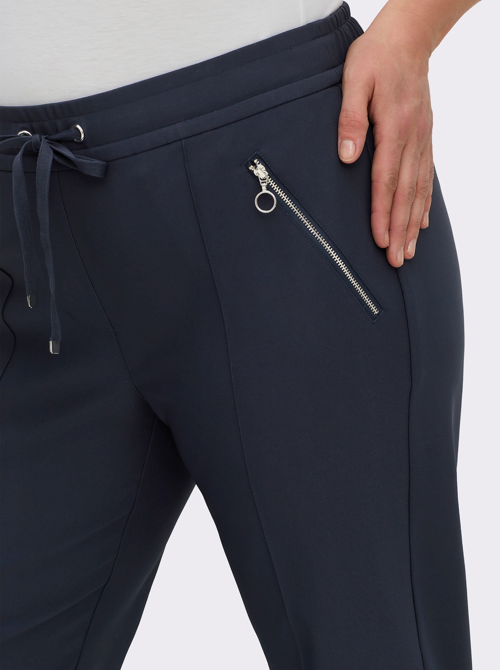 sheego Comfortbroek met tunnelkoord, bi-elastisch - diepblauw