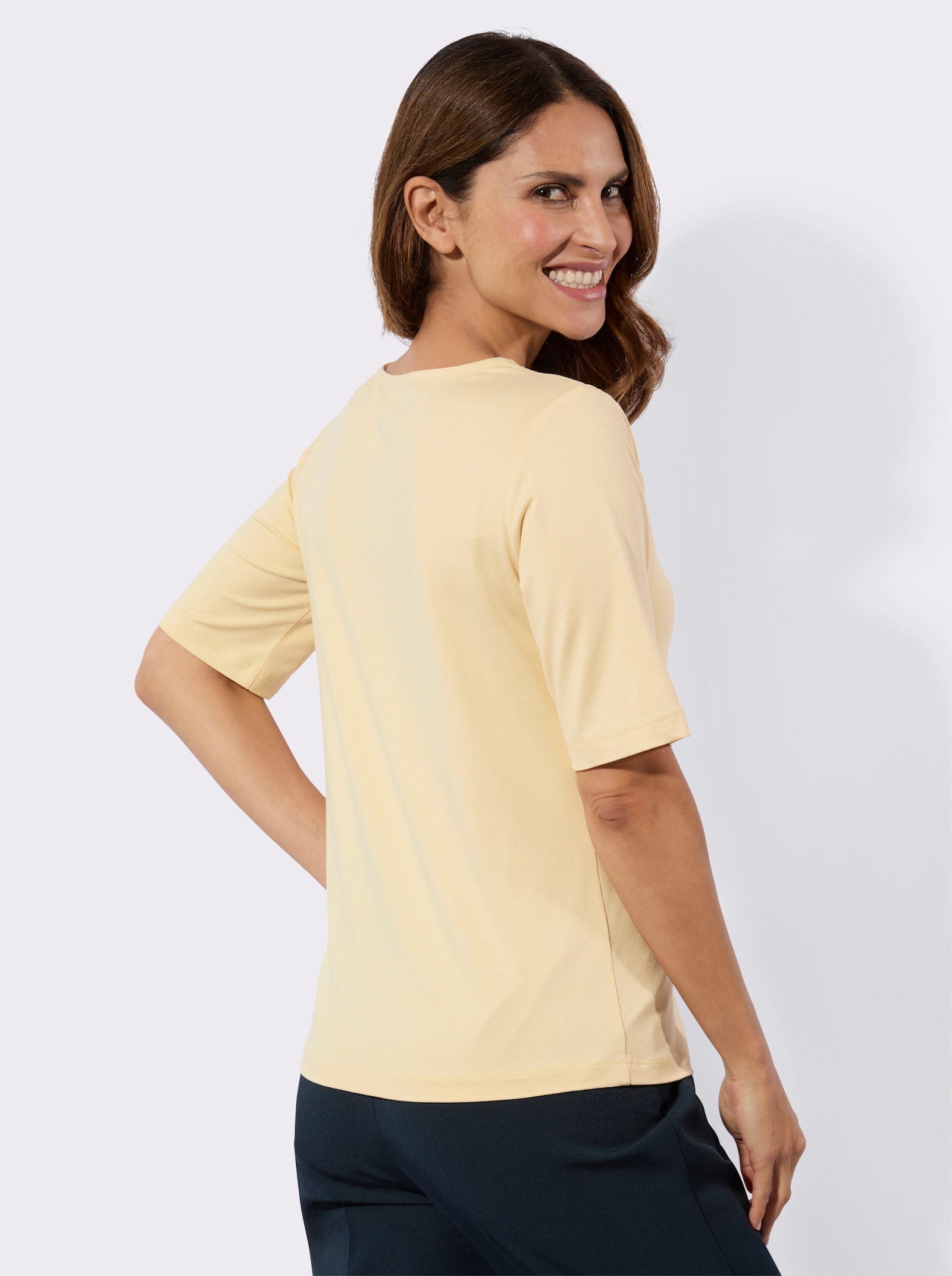 Kanten shirt met langere korte mouwen - vanille