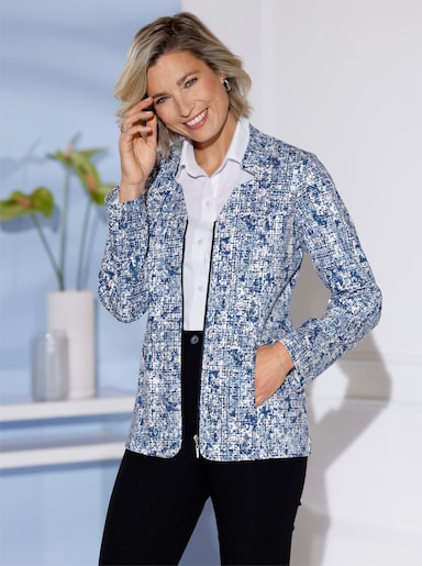 Sweatblazer in Bouclé-Optik - eisblau-marine-gemustert
