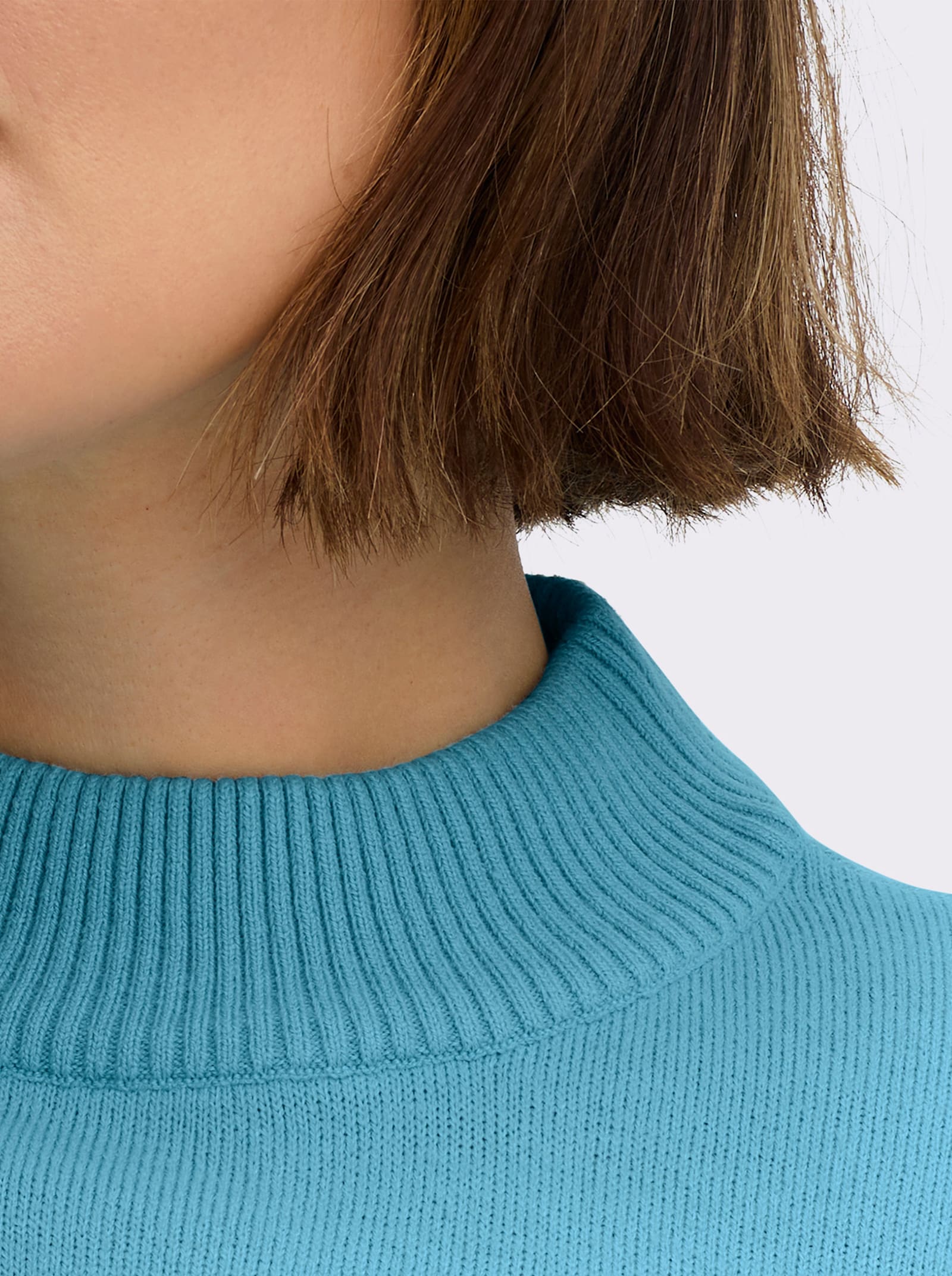 Pullover mit abgerundetem Saum - aqua