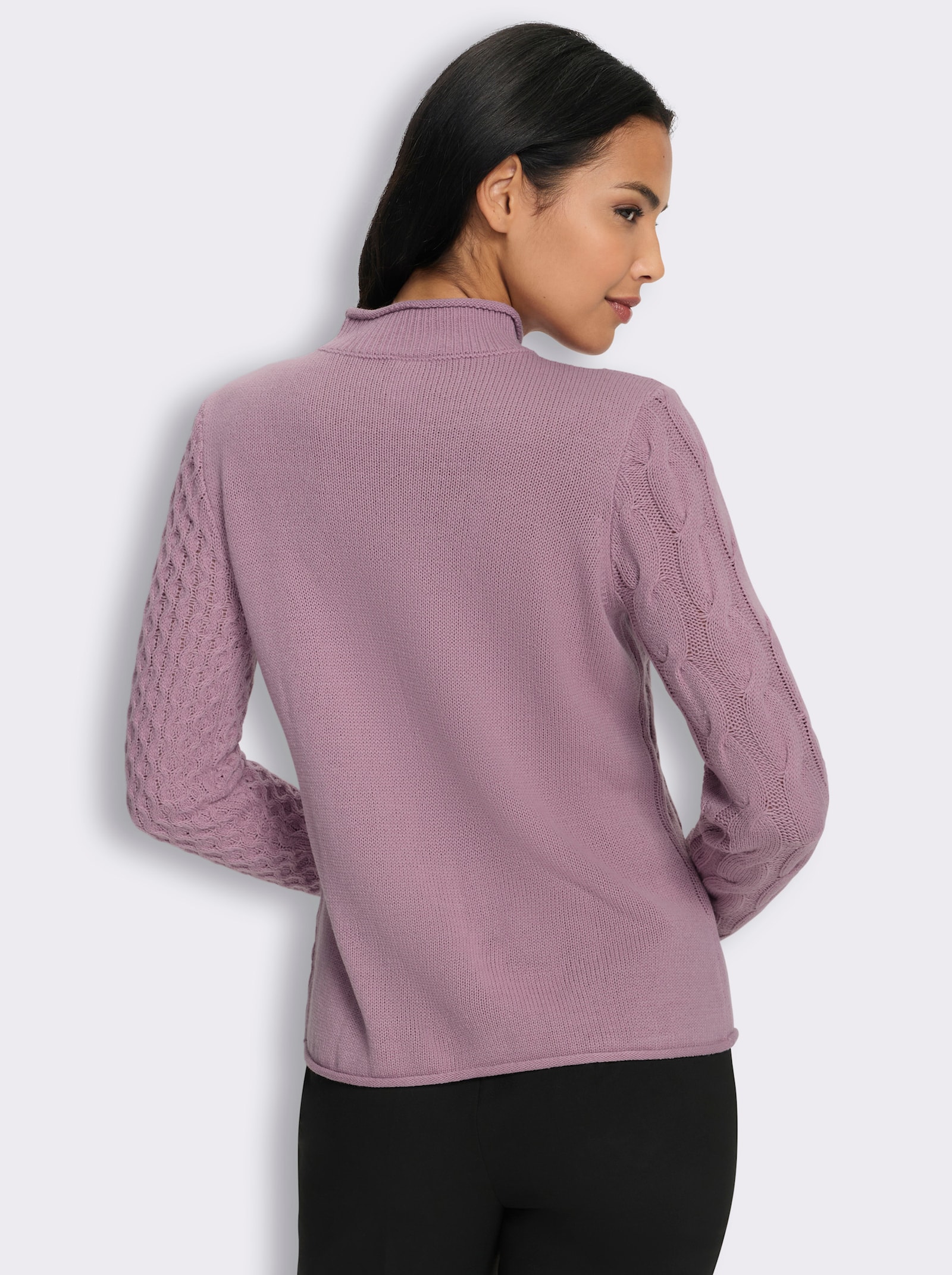 Stehkragenpullover mit Mustermix - mauve