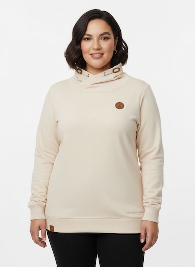 Sweatshirt mit überlappendem Stehkragen - elfenbein