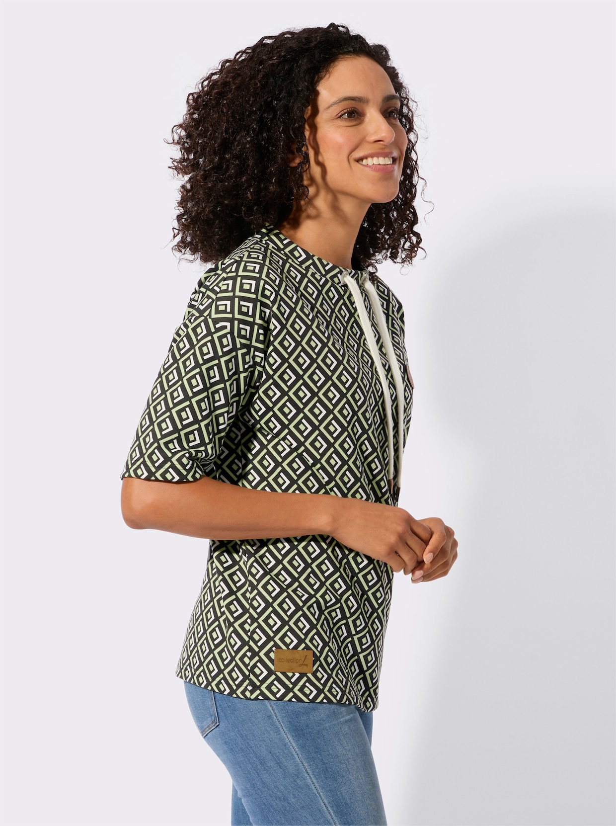 Sweatshirt im Druckmuster - pistazie-schwarz-gemustert