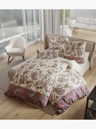 wäschepur Bettwäsche - champagner-violett-bedruckt