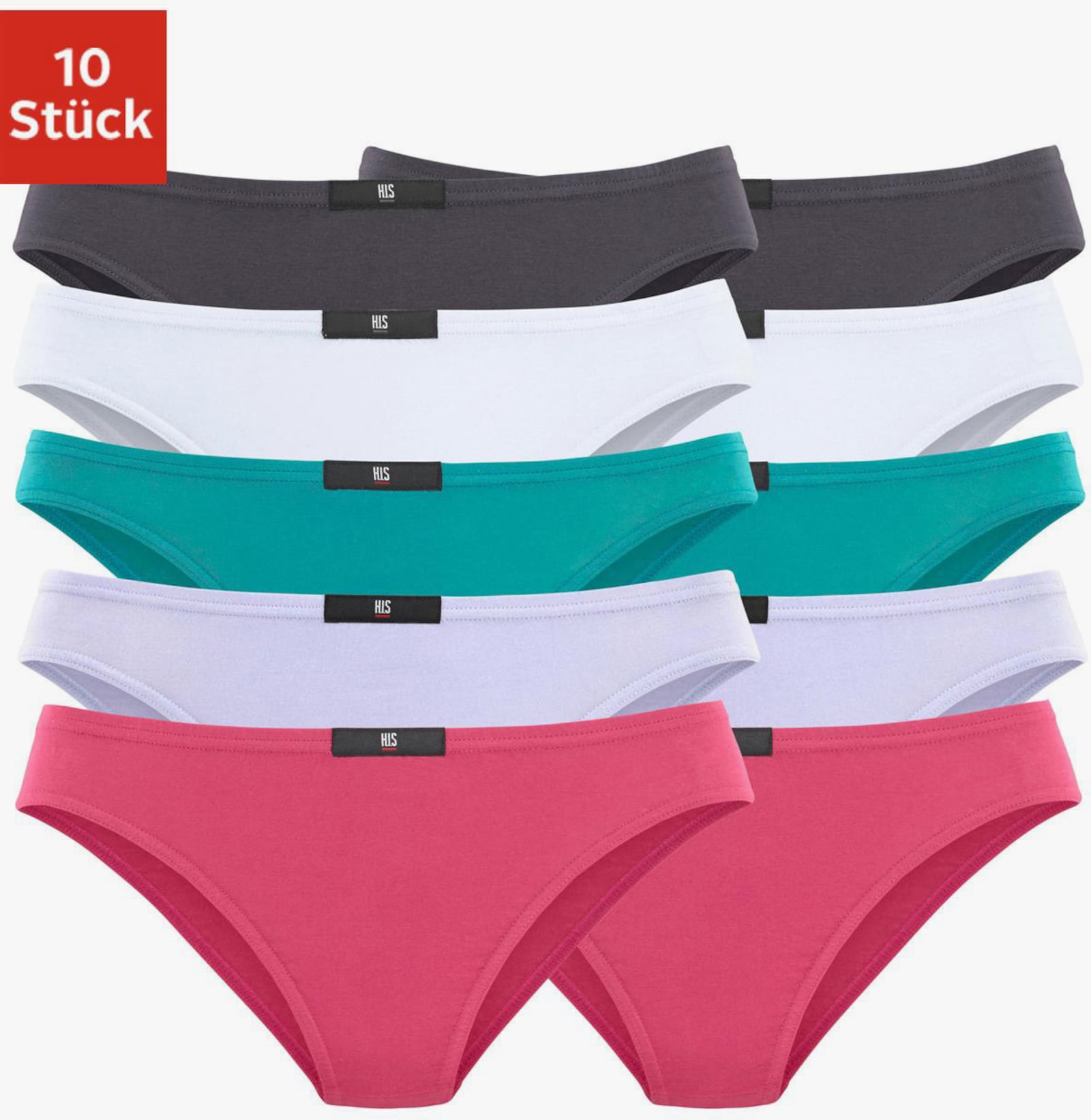 H.I.S Slip - anthrazit, weiß, mint, flieder, pink