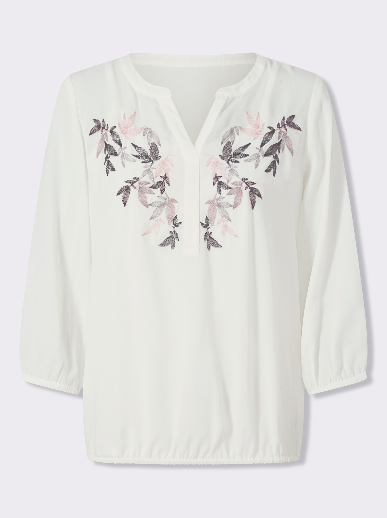 Schlupf-Bluse mit einknöpfbarem Top - ecru