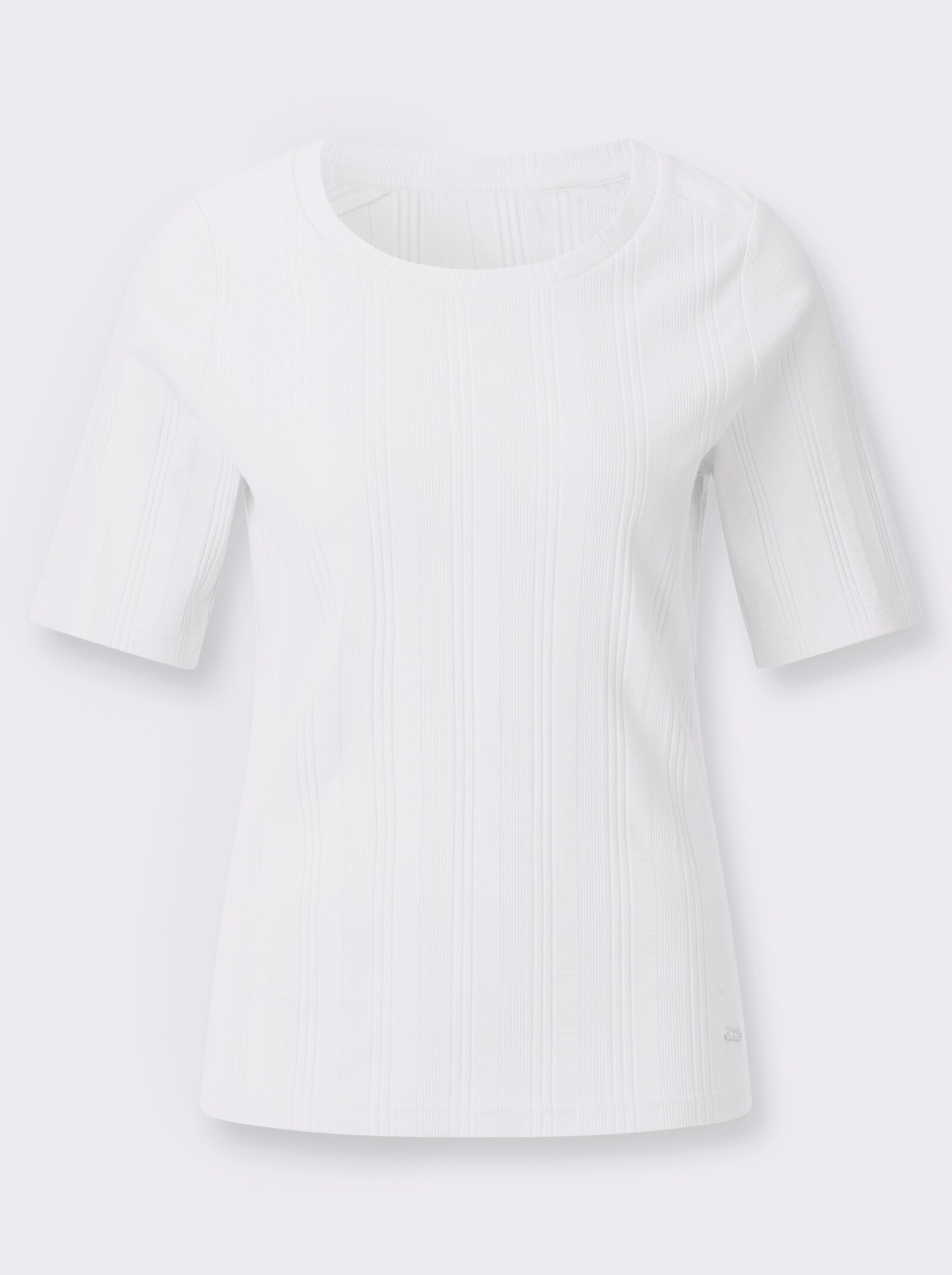 Kurzarmshirt in Rippen-Jersey-Qualität - ecru