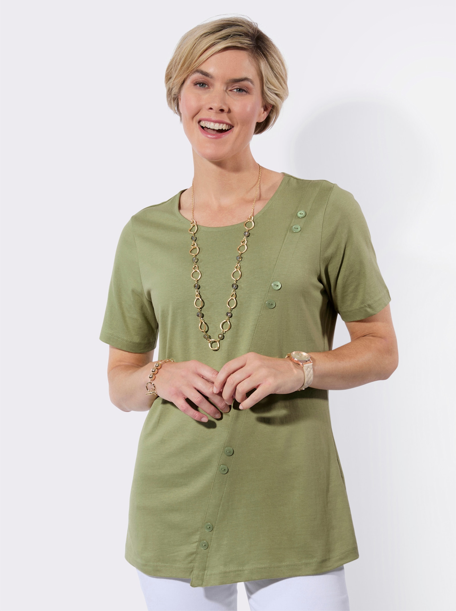 Longshirt asymmetrischer Schnitt - schilf