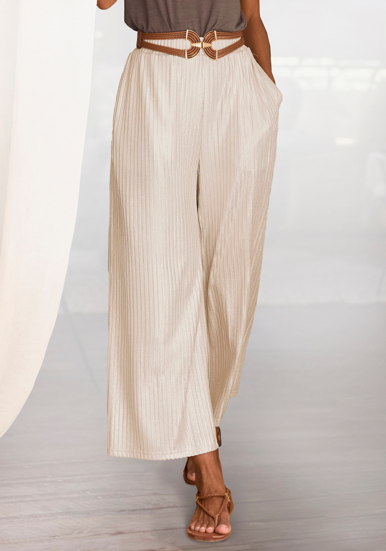 LASCANA Palazzohose - beige-goldfarben