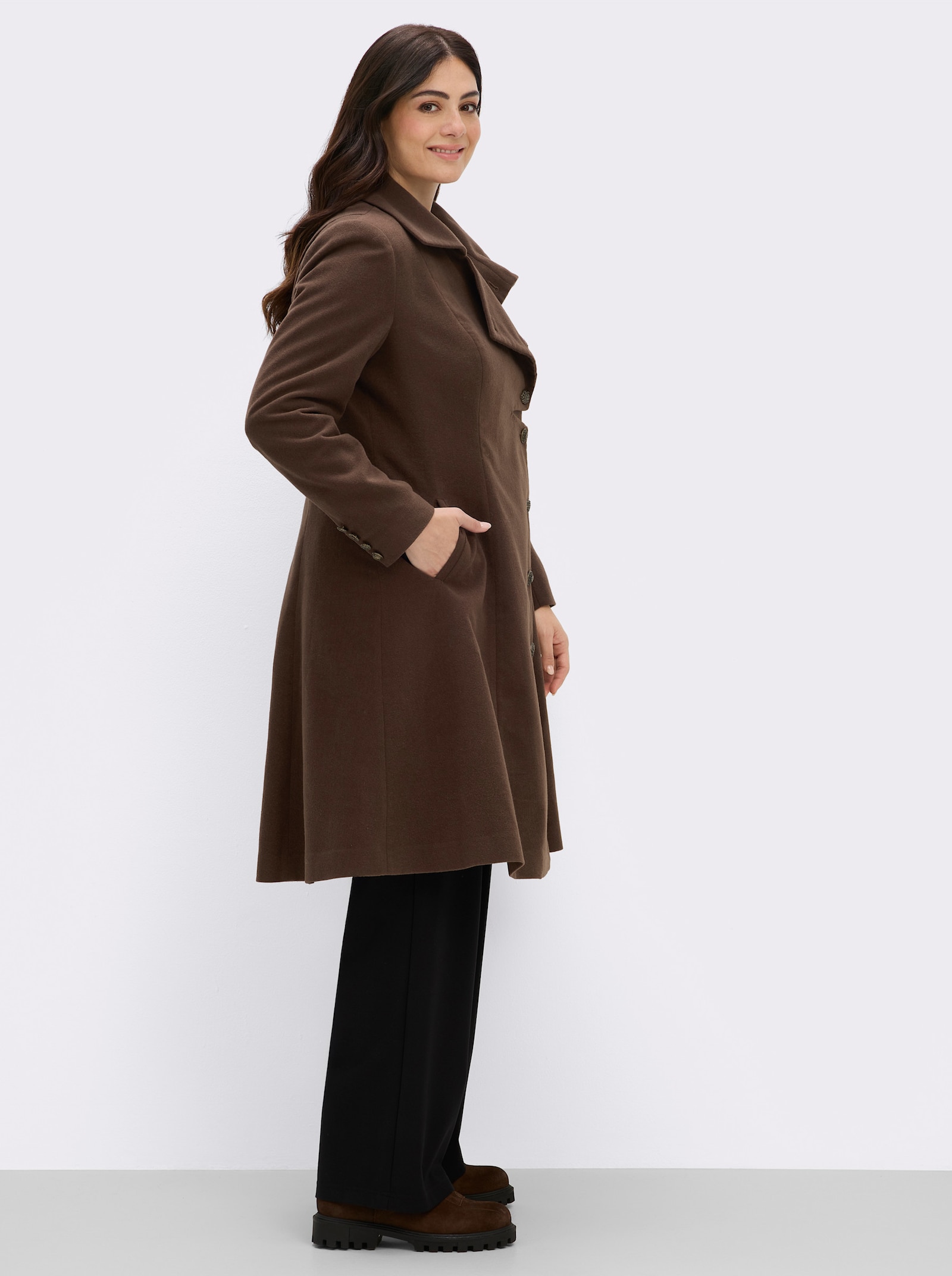 sheego by Joe Browns Kurzmantel mit Zierknöpfen - schoko