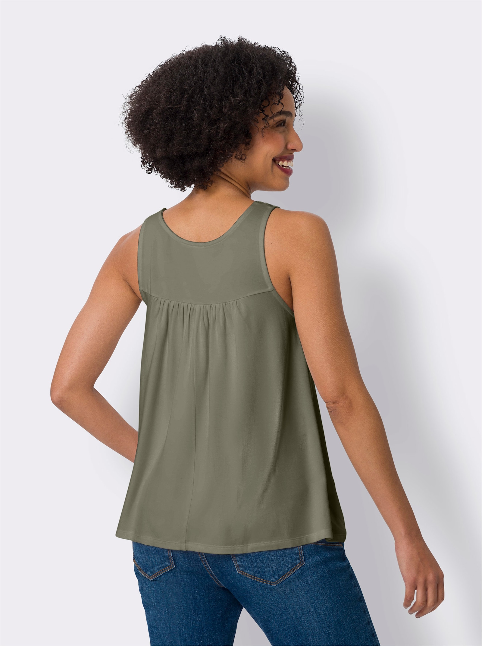 heine Shirttop mit Häkeleinsatz - khaki