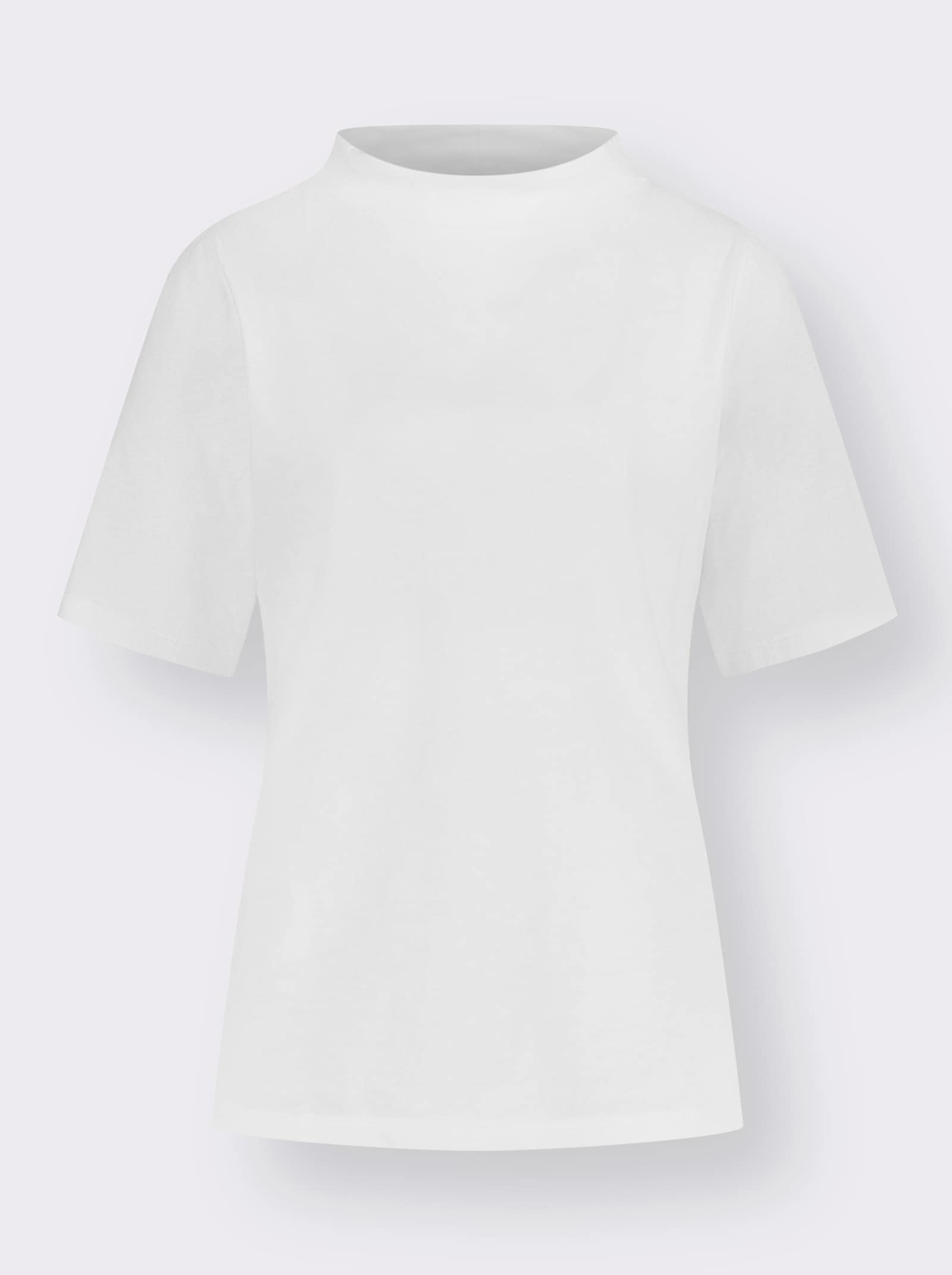 Kurzarmshirt mit Kelchkragen - ecru