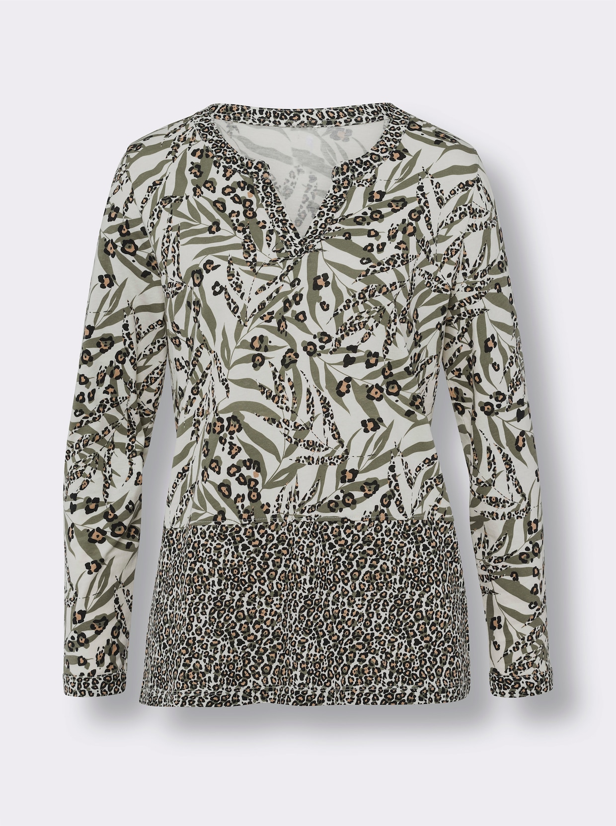 Shirt met lange mouwen - champagne/kaki bedrukt