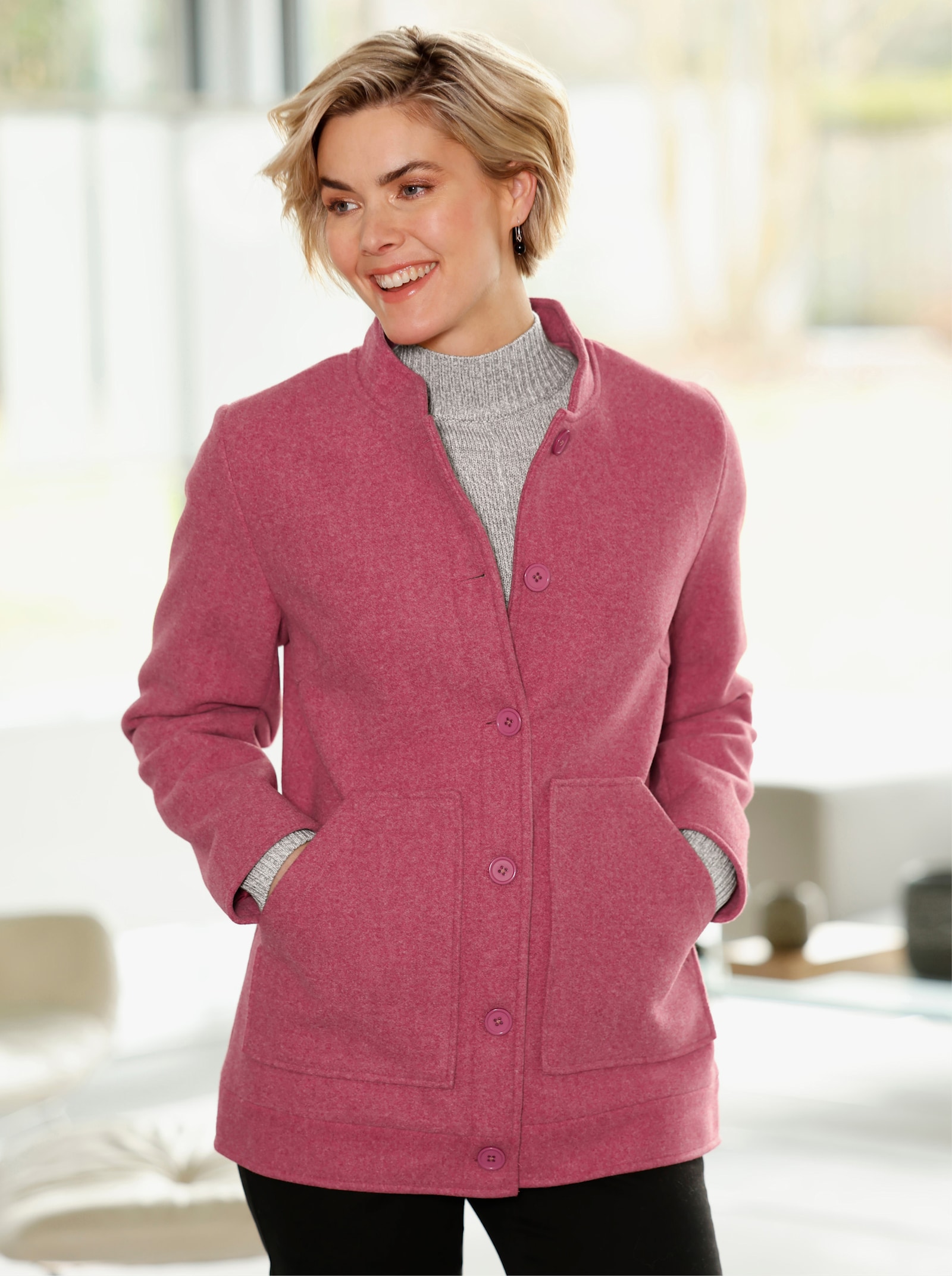 Jack met opstaande kraag - kers gemêleerd