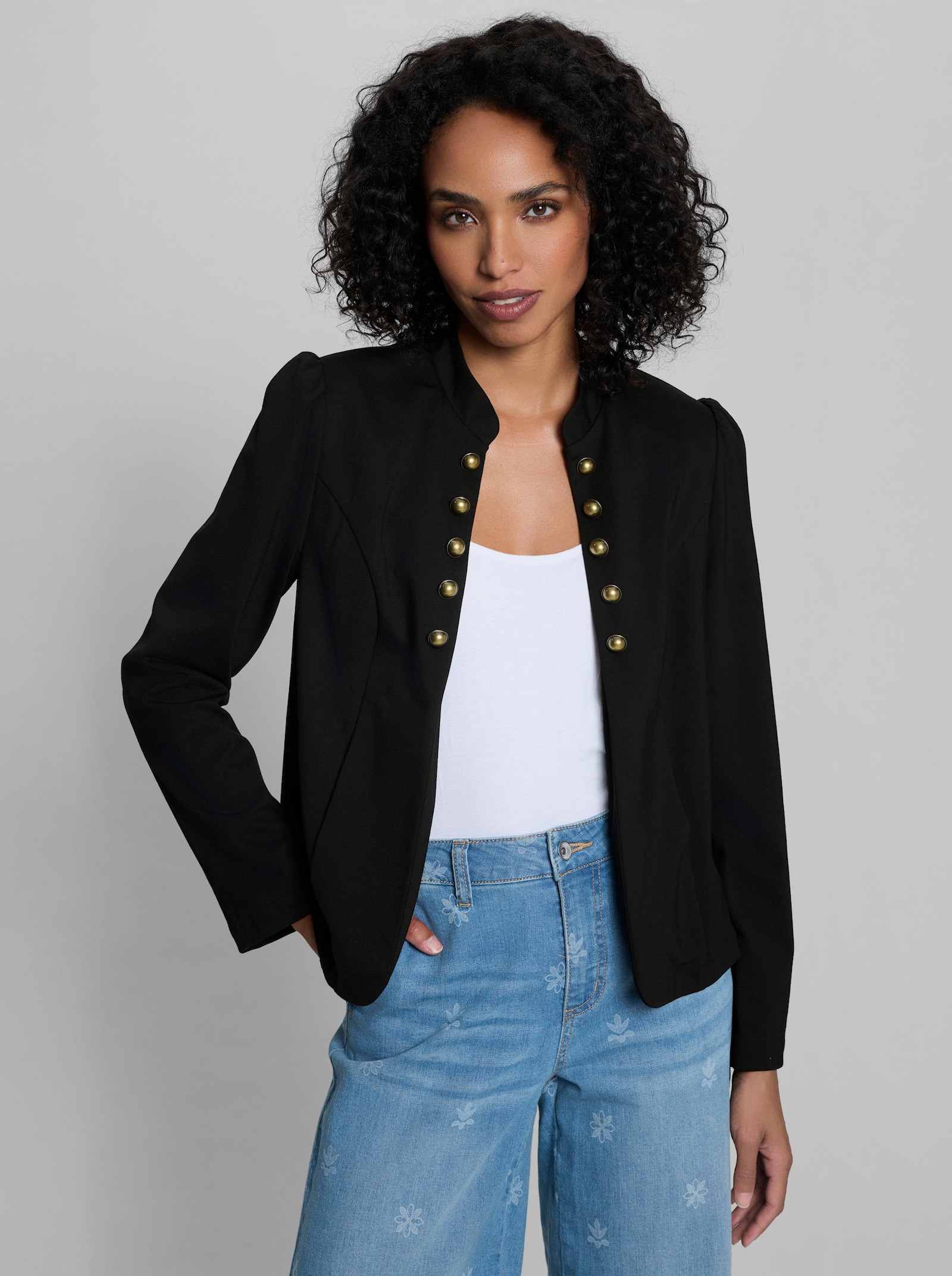 heine Jerseyblazer mit Puffärmeln - schwarz