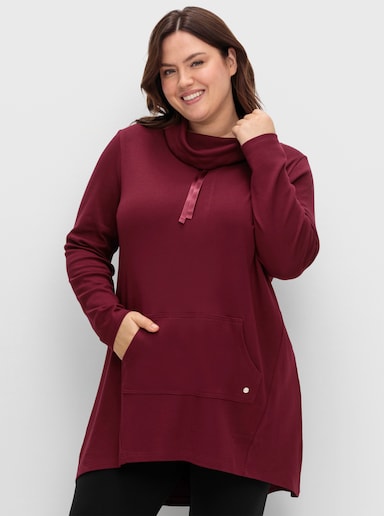 sheego T-shirt ample avec rubans en satin - lie de vin
