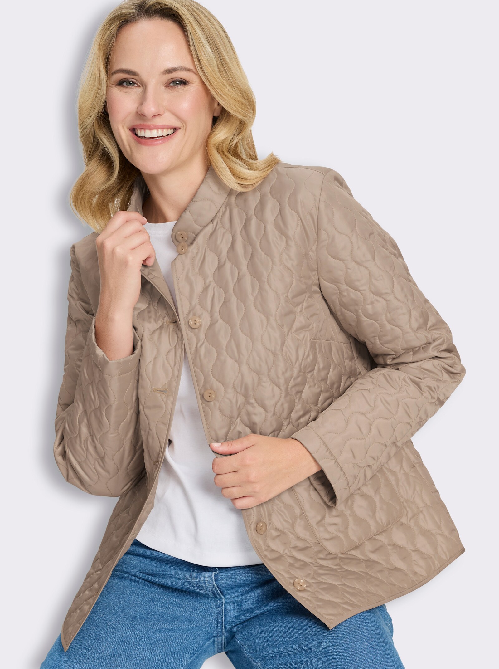 Steppjacke für die Übergangszeit, leicht wattiert - beige