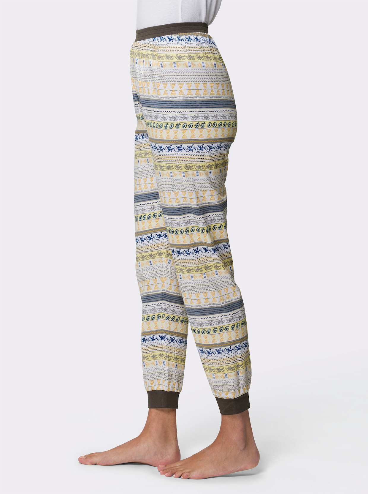 Pyžamové nohavice - Citrónovo-tmavosivé pruhovanie