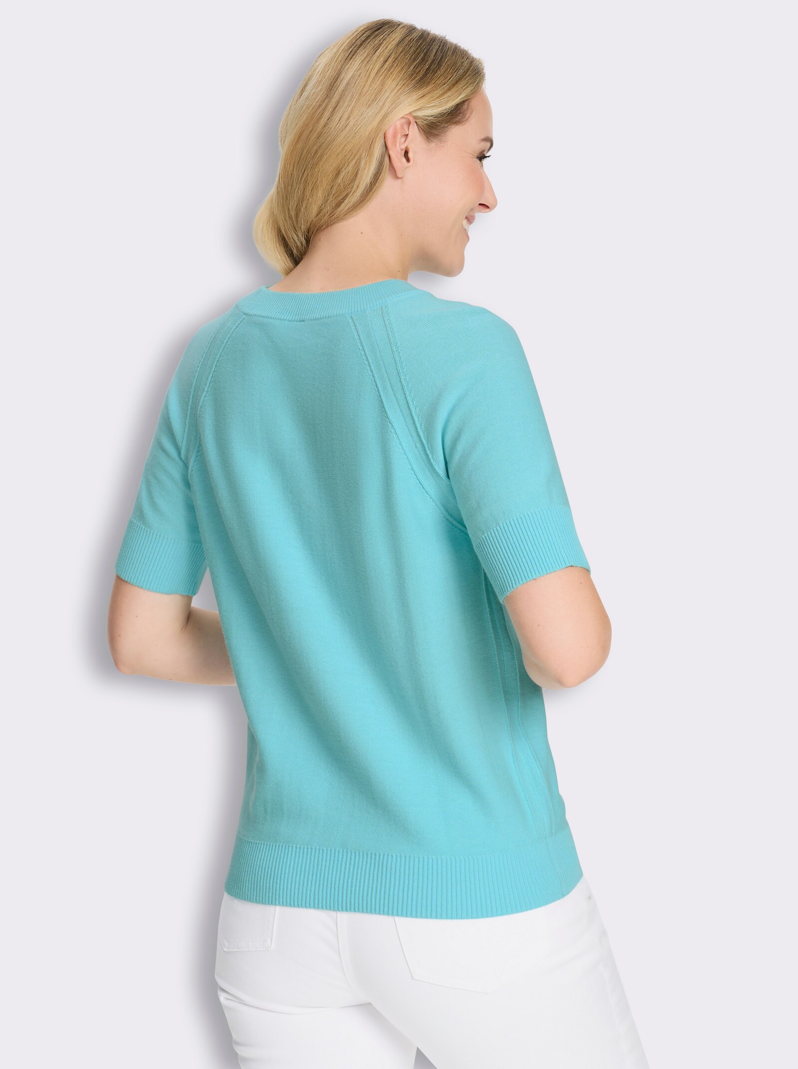 Kurzarmpullover mit Raglan-Ärmeln - aquamarin
