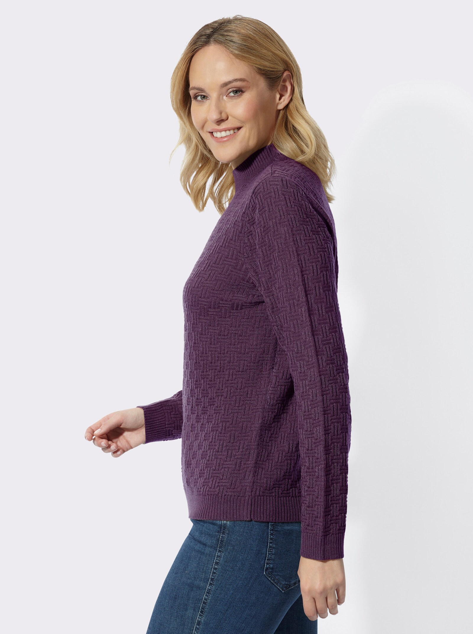Stehkragenpullover mit Strickmuster - traube
