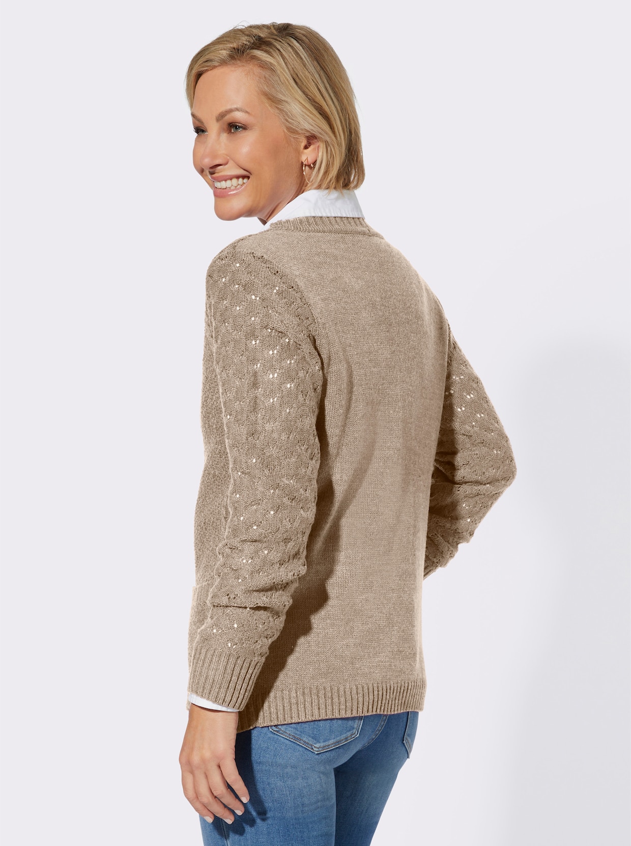 Strickjacke - beige-meliert